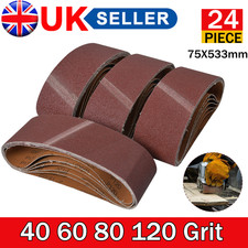 24 Pack Sanding Belts 75X533 mm Mixed Grade 40 60 80 120 Grit Bosch Makita Sande