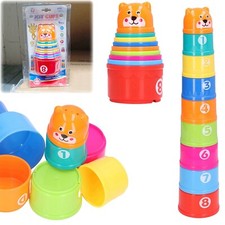 9pcs Baby Stacking Cups Educational Toy Building Blocks for Toddlers Kids Random