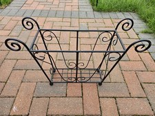 Ornate Black Wrought Iron Style Rectangular Plant Stand / Window Box Trough