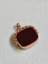 9ct Gold Bloodstone & Carnelian Swivel Fob Antique