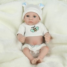Full Body Vinyl Silicone Mini Newborn Boy Reborn Baby Dolls Lifelike Preemie Toy