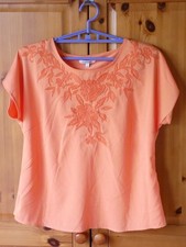 BNWT  M&S  COLLECTION  PRETTY  TANGERINE  EMBROIDERED  LADIES  TOP  -  SIZE  14