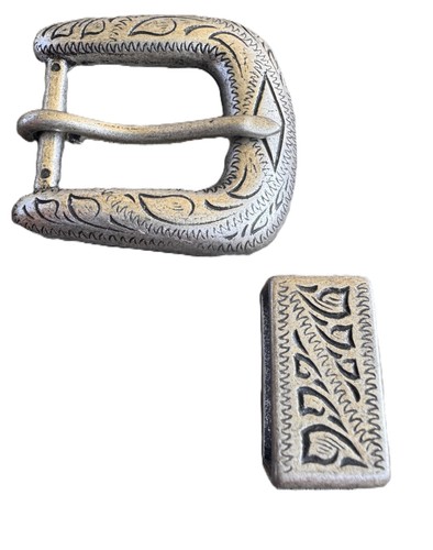 Western engraved silver belt - engraved,