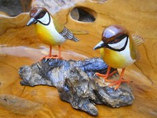 Carved Wooden TWO Garden Birds