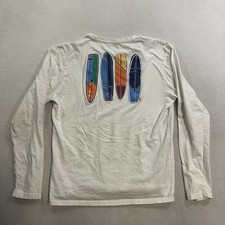 Mr. Swim Shirt Men’s Size Medium White Long Sleeve Surf Surfboards Graphic Print