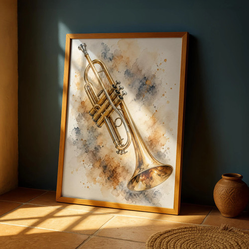 Trumpet watercolour art print - watercolour,