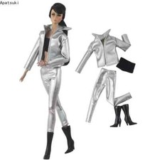 Sliver Leather Clothes Set For