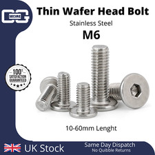 M6 Ultra Thin Wafer Flat Head Low profile Screws Bolt Allen Key Stainless Steel