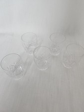 5 Stuart England Signed Crystal Cut Whiskey Tumbler Glasses