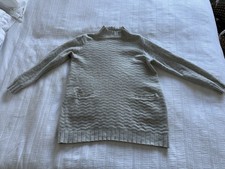 Two Danes Light Grey 100% Lambswool Longline Knit Jumper Size M Pockets 