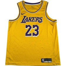 Nike Los Angeles LA Lakers NBA Jersey Men's XL LeBron James #23 Yellow Retro