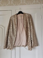 Lovely Pale Rose Gold Sequin George Jacket Size 18