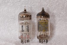 VINTAGE 2 X ECC82 MULLARD Gf1 B3F3 YELLOW LOGO.PINNACLE.VALVE/TUBE.AVO TESTED