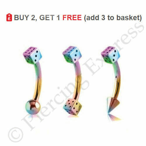 Rainbow eyebrow bar - rainbow, curved