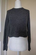 American Apparel Women's Cropped Fisherman Long Sleeve Pullover Zebra Small