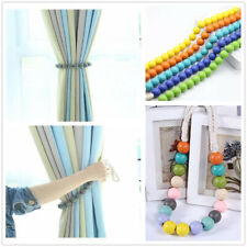 2pcs Wooden Beads Curtain Tie Backs Window Tieback Drape Holder Clip Home Decor