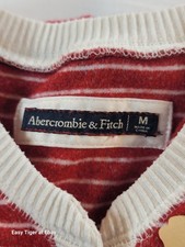 Abercrombie & Fitch Women's Red White Striped One Piece Long Johns Pajamas M