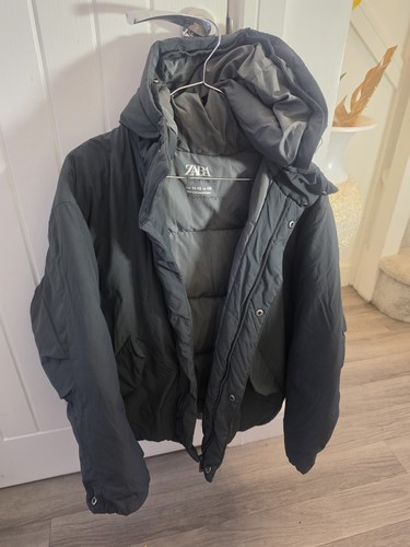 Zara black hooded puffer - zara,