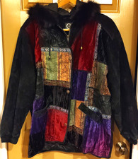 Vintage SUEDE PARKA w FUR TRIM