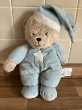 Vintage Mothercare Bedtime Bear Blue Teddy Comforter White Star Plush Soft Toy