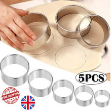 5PC Stainless Steel Round Biscuit Cutter Set Dumpling Pastry Mold Baking Tool