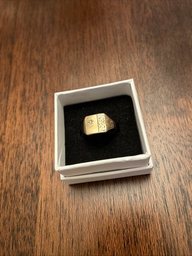 Gents 9ct gold diamond ring - 9ct,