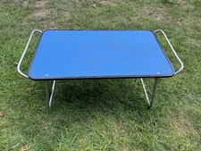 Vintage Blue Lap Tray 24" Folding Retro Camping Portable Mini Table 1960s-80s