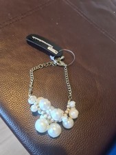 White bead pearl style statement ladies silver bracelet perfect for wedding