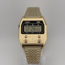 Casio A1100G-5EF NEW Calculator Watch 35mm Gold Tone Steel Vintage Digital