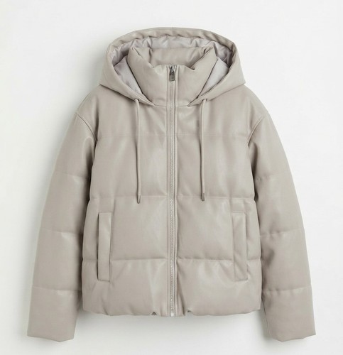 Zara beige faux leather puffer - beige,