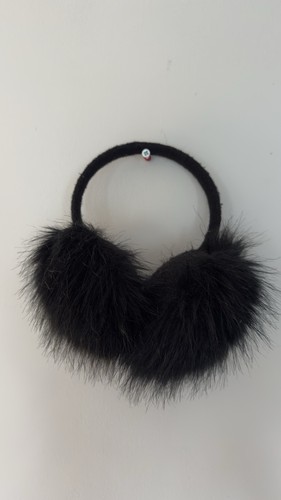 Black fluffy fur ear - ear, muffs