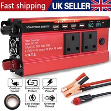 6000W Caravan Van Converter Power Inverter DC 12VTo AC 240V LCD UK Socket 4USB