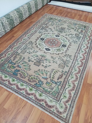 Antique oushak handmade rug - handmade,