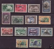 Liberia # O127-40 Complete Set of 1921