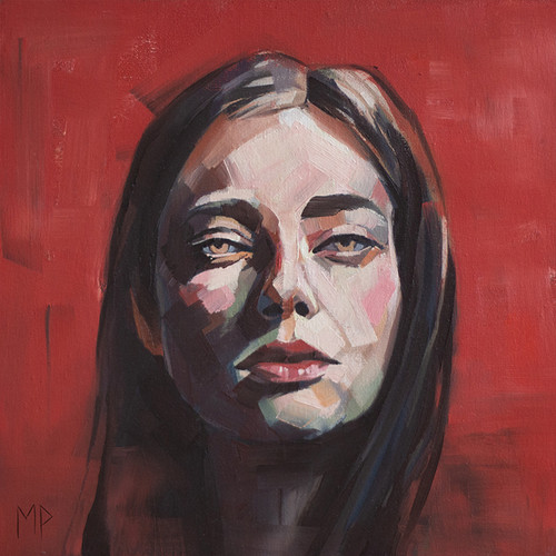 Lady red oil - red., canvas