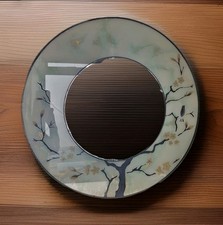 Vintage Heavy Decorative Round Wall Mirror With Metal Frame Floral & Bird Design