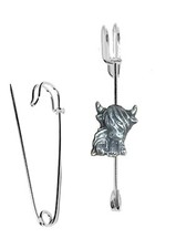 HIGHLAND COW OX  kilt pin Scarf or Brooch pin pewter emblem 3" 7.5 cm
