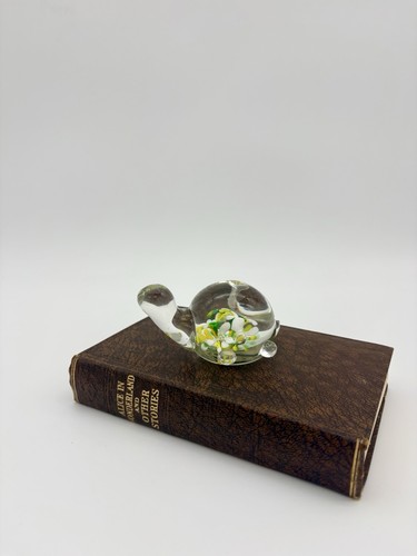 Vintage clear glass turtle - vintage,