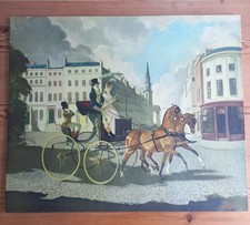 Doris Zinkeisen large vintage print on card Regency style horse drawn carriage