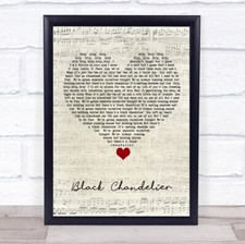 Black Chandelier Script Heart
