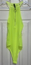 Neon green bodysuit leotard