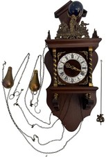 Antique Dutch Zaanse NU ELU SYN SIN Wall Clock with Brass Weights & Chains