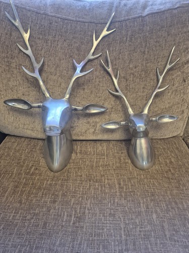 Silver metal stag - metal, wall