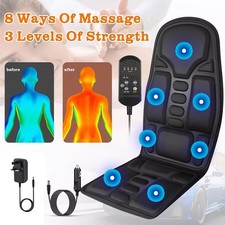 8-Mode Full Back Massage Vibration Cushion Car Chair Seat Pad Mat Heat Massager