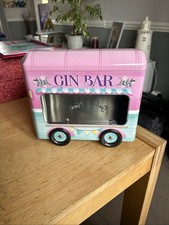 Gin Bar Horse Box Empty Display Novelty Tin. Wheels turn round ! 