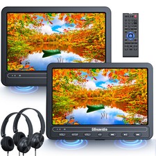 2X10.5" Car DVD Player Headrest Mount Rear Seat Monitor USB SD AV-IN/OUT Battery