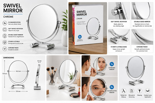 Swivel vanity mirror - mirror, 3x