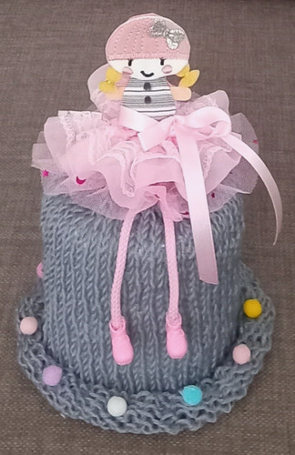 Knitted toilet roll cover grey - knitted, cover-grey