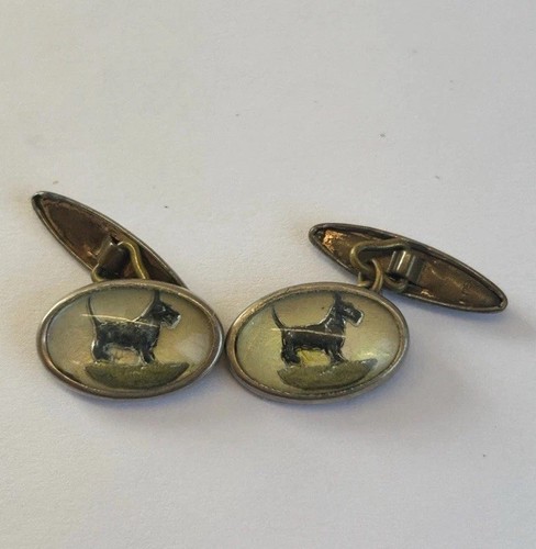 Antique goofus glass cufflinks - goofus,