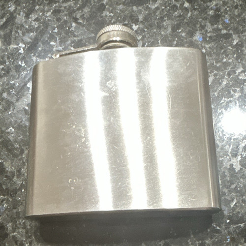 Silver metal hip flask - silver,